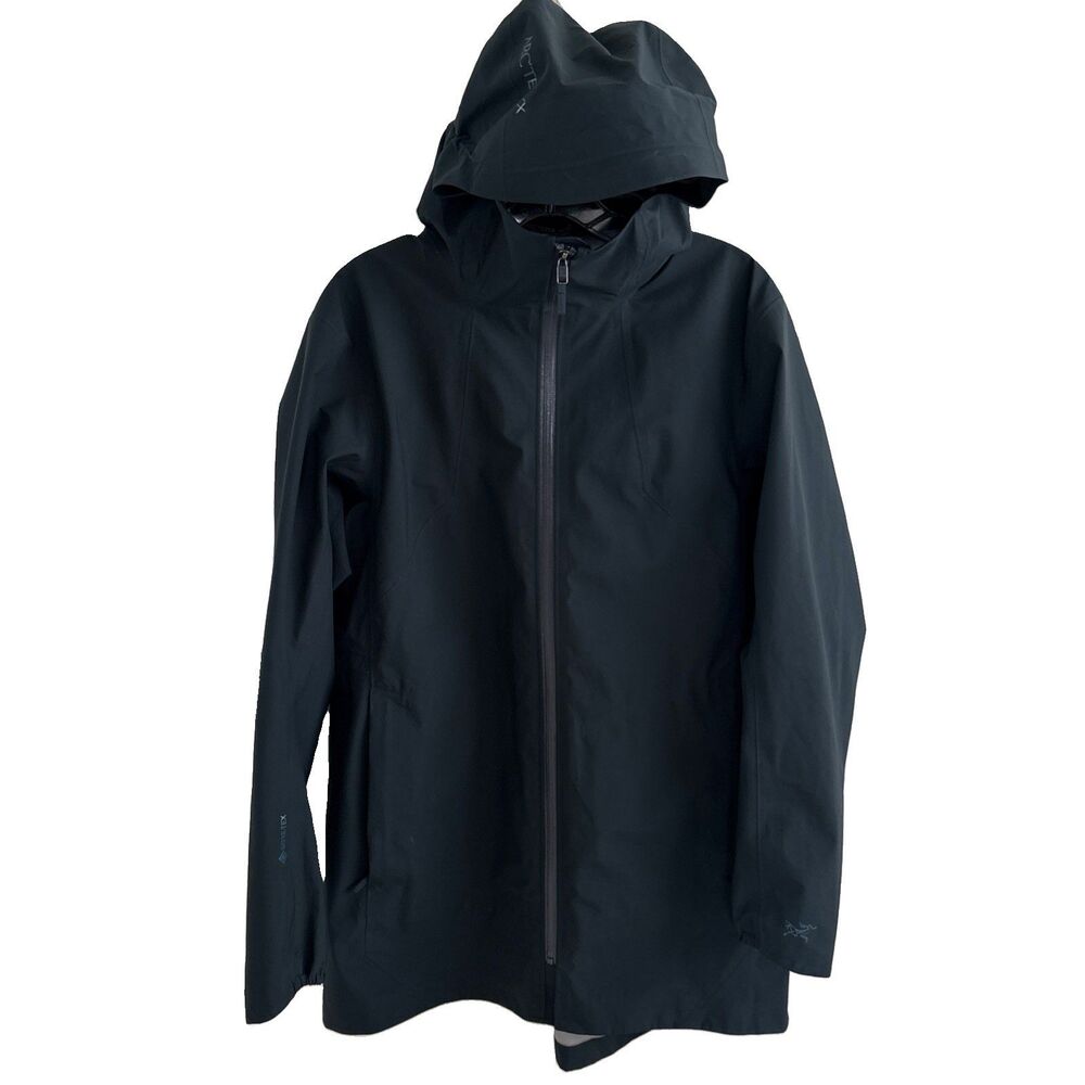 NWOT Arcteryx Codetta Cinch Black Womens Hooded Gore Tex Rain Zip Jacket Sz L